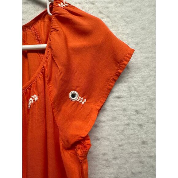 Adorable Summer Dress XS Orange White Embroidered Flowers Bling Fairy Old Navy - Picture 5 of 10